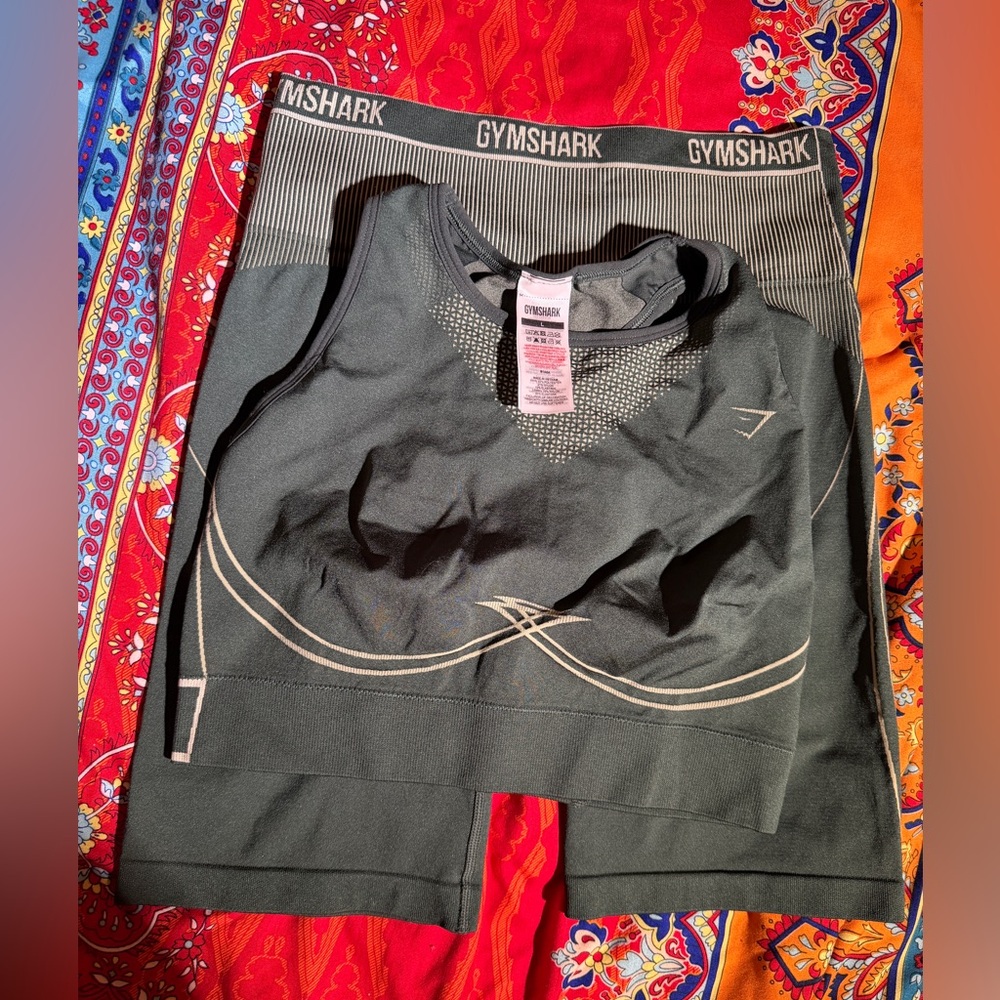 Gymshark Dark Green Bra & Shorts Set